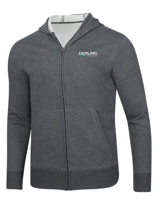 Full-Zip Dark Grey Heather Heavyweight Hooded Sweatshirt w/Darling Ingredients Logo
