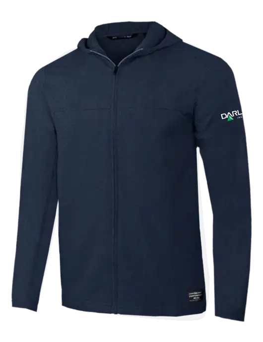 TravisMathew Dark Heather Navy Balboa Hooded Full-Zip Jacket w/Darling Ingredients Logo