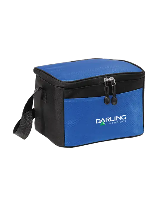 6 Can Twilight Blue/Black Cube Cooler w/Darling Ingredients Logo