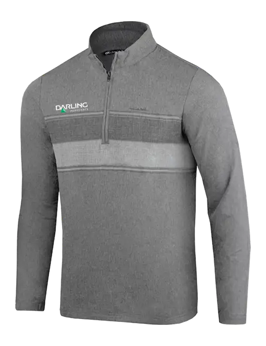 TravisMathew Balboa Chest Stripe Dark Grey Heather Quarter Zip w/Darling Ingredients Logo