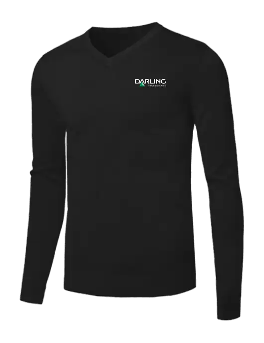 Brooks Brothers Black Washable Merino V-Neck Sweater w/Darling Ingredients Logo