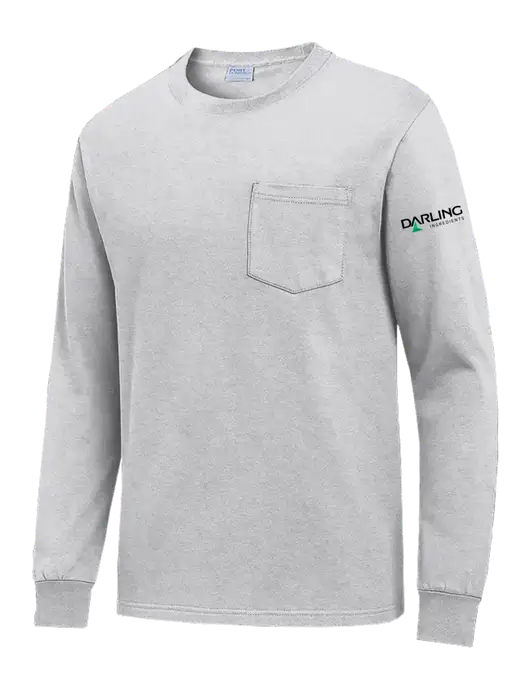 Light Grey Heather Long Sleeve Heavyweight 6.1 oz Pocket T-Shirt w/Darling Ingredients Logo