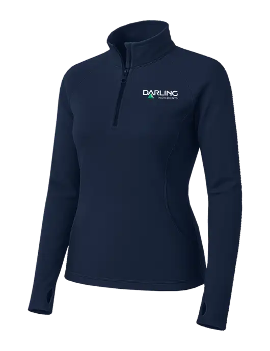 Navy Womens Sport Wick Stretch 1/4 Zip Pullover w/Darling Ingredients Logo