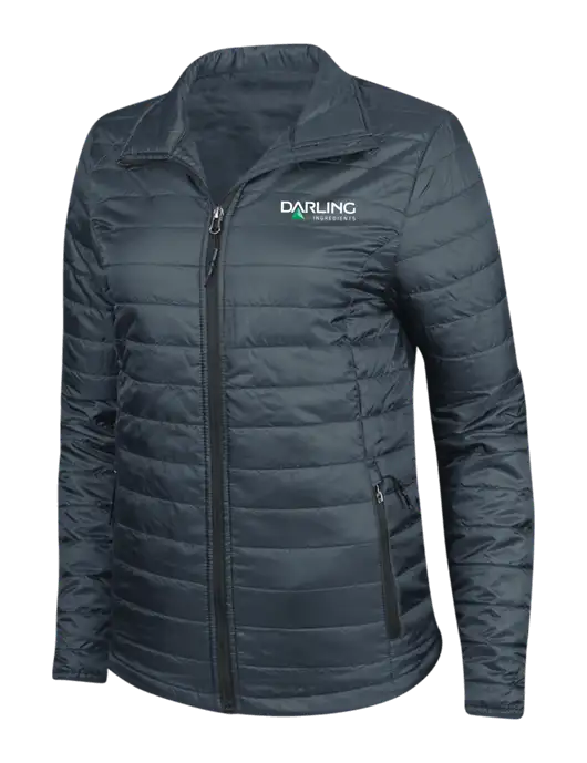 Navy Womens Puffy Packable Jacket w/Darling Ingredients Logo