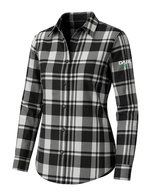 Womens White/Black Plaid Flannel Tunic w/Darling Ingredients Logo