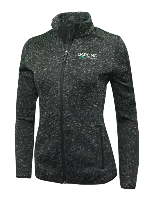 Black Heather Womens Sweater Fleece Jacket w/Darling Ingredients Logo