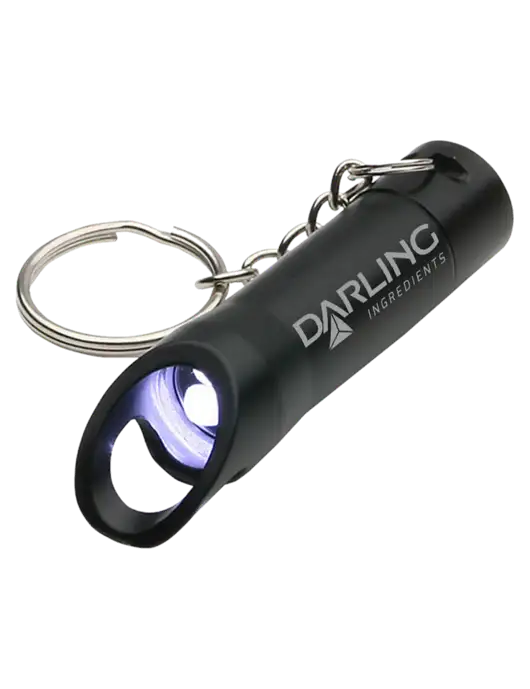 Black Pocket LED Flashlight with Bottle Opener & Keychain w/Darling Ingredients Logo