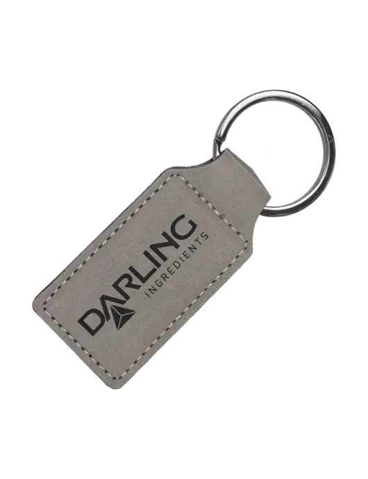 Grey Laserable Leatherette Rectangle Keychain w/Darling Ingredients Logo