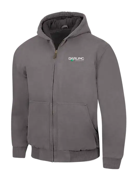 CornerStone Medium Grey Washed Duck Cloth Insulated Hooded Work Jacket w/Darling Ingredients Logo