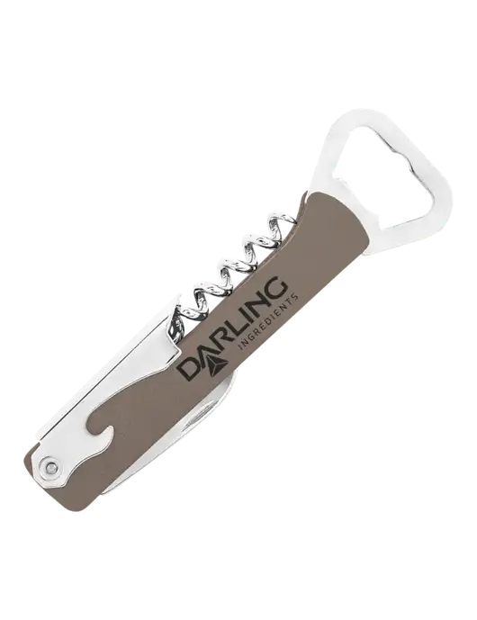 Grey Leatherette Wine Bottle Opener w/Darling Ingredients Logo