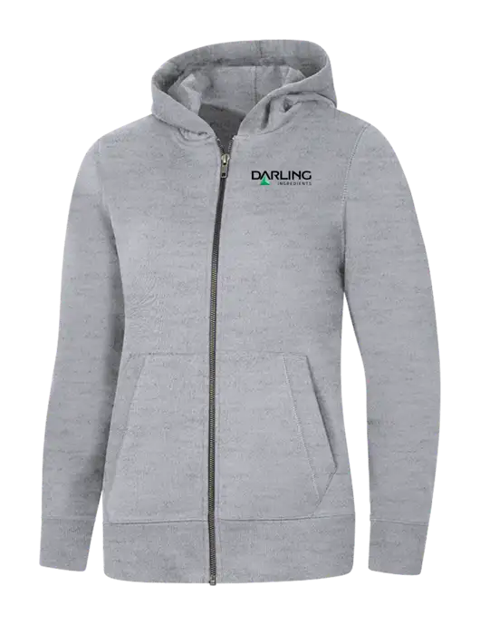 Womens Light Grey Heather Re-Fleece Full-Zip Hoodie w/Darling Ingredients Logo