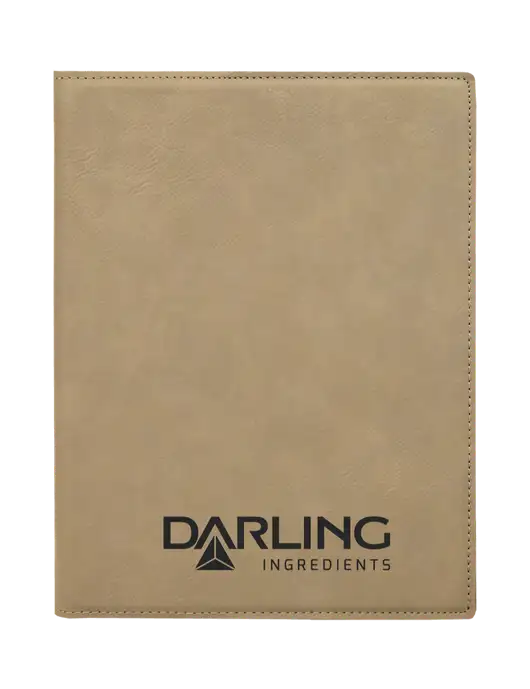 Tan Leatherette 7 x 9 Portfolio with Notepad w/Darling Ingredients Logo