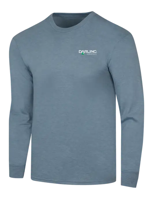 Simply Soft Long Sleeve Slate Blue Heather 4.5 oz, Poly/Combed Ring Spun Cotton T-Shirt w/Darling Ingredients Logo