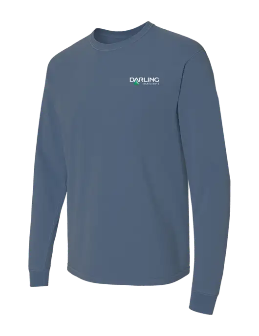Comfort Colors Garment-Dyed Blue Slate Heavyweight Long Sleeve T-Shirt w/Darling Ingredients Logo
