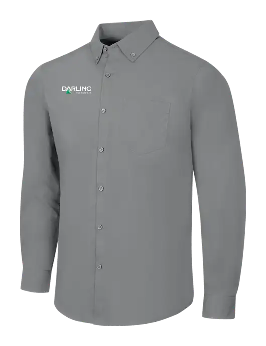 Medium Grey Long Sleeve Carefree Poplin Shirt w/Darling Ingredients Logo