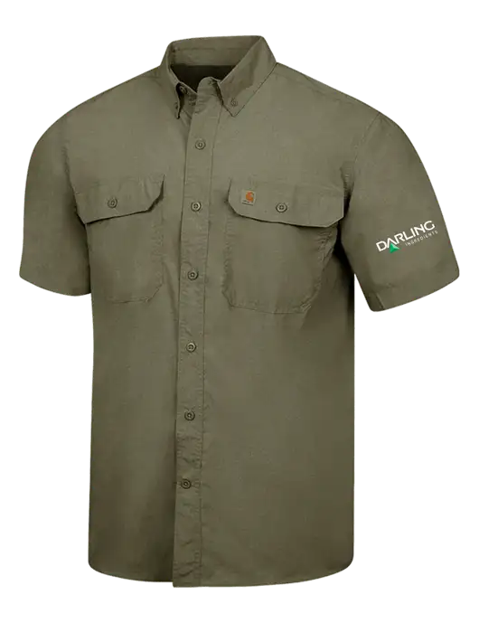 Carhartt Force Olive Green Solid Short Sleeve Shirt w/Darling Ingredients Logo