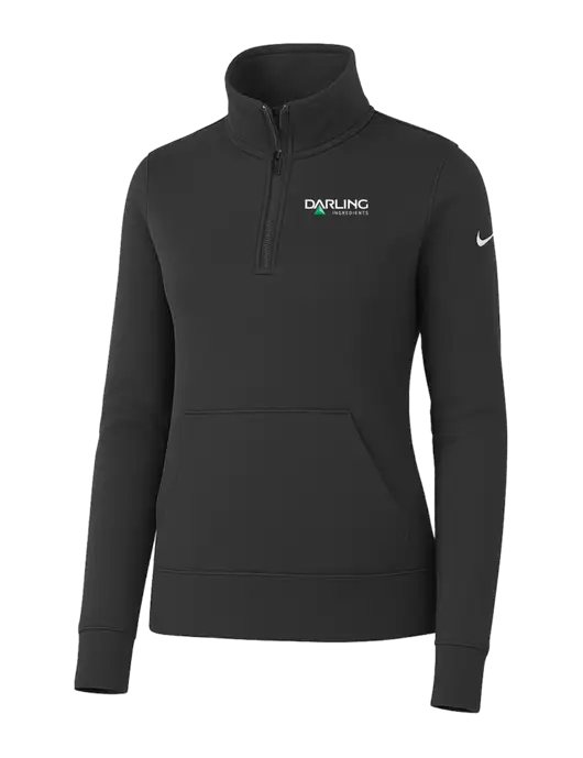 Nike Womens Dark Grey Club Fleece Sleeve Swoosh 1/2-Zip w/Darling Ingredients Logo