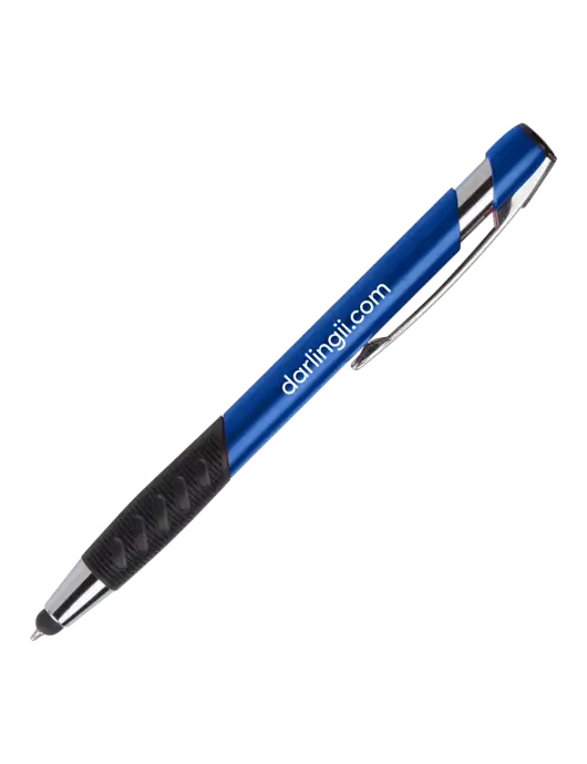Alize Blue Stylus Black Ink Pen w/DI URL Logo, Darling Ingredients Logo