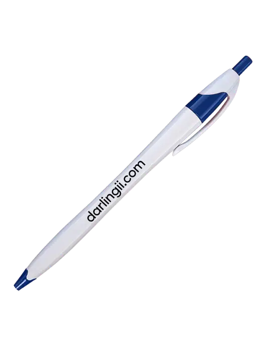 Novella White/Royal Classic Pen - Blue Ink w/DI URL Logo, Darling Ingredients Logo