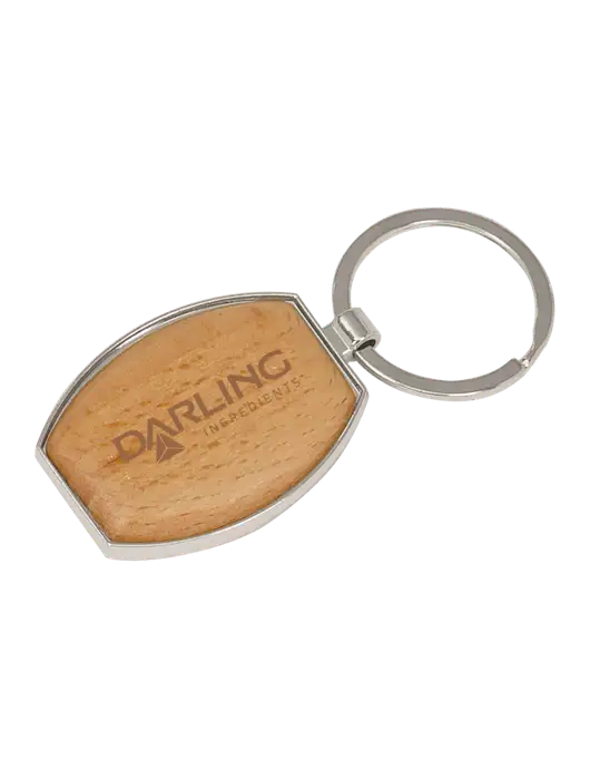 Wood & Silver Oval Keychain w/Darling Ingredients Logo