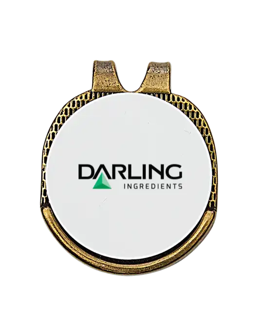 Antique Gold Hat Clip w/Golf Ball Marker w/Darling Ingredients Logo