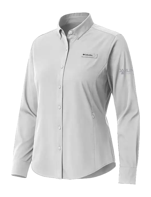 Columbia Grey Womens PFG Tamiami II Long Sleeve Shirt w/Darling Ingredients Logo