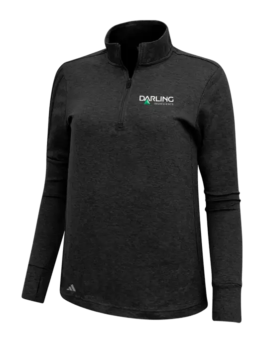 Adidas Black Melange Womens 3 Stripes Quarter Zip Sweater w/Darling Ingredients Logo