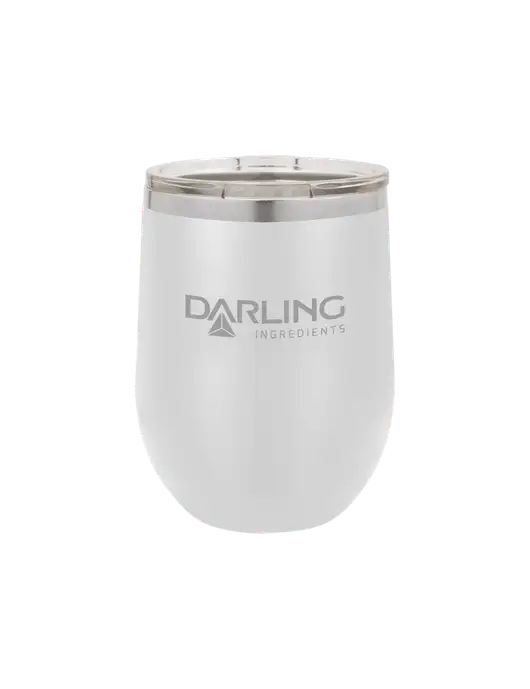Polar Camel 12 oz Powder Coated White Vacuum Insulated Stemless Wine Tumbler w/Darling Ingredients Logo