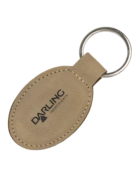 Tan Leatherette Oval Keychain w/Darling Ingredients Logo