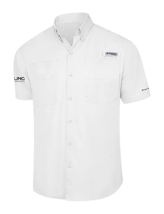 Columbia White PFG Tamiami II Short Sleeve Shirt w/Darling Ingredients Logo