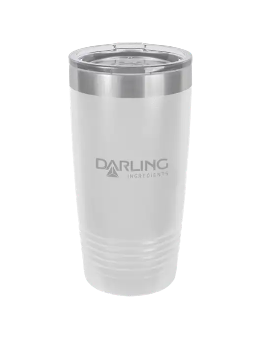 Polar Camel 20 oz Powder Coated White Vacuum Insulated Tumbler  w/Darling Ingredients Logo