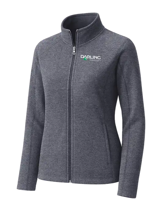 Light Navy Heather Womens Microfleece Full-Zip Jacket w/Darling Ingredients Logo