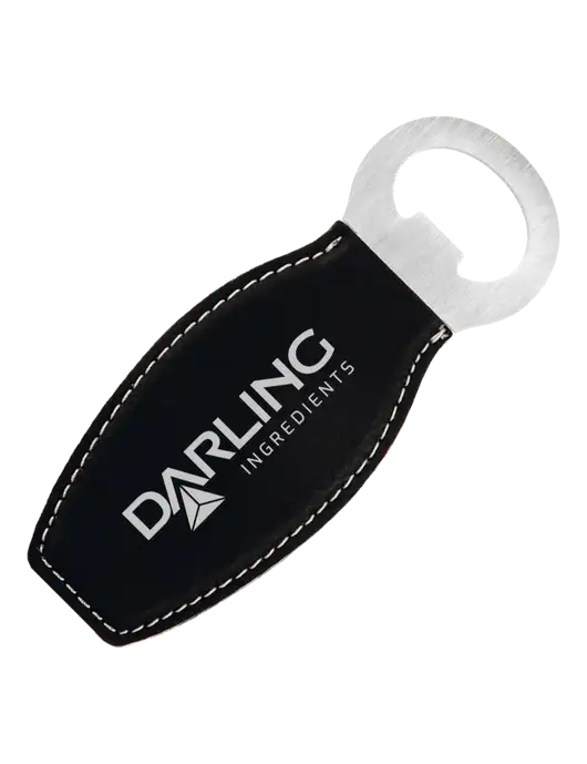 Black Leatherette Bottle Opener with Magnet w/Darling Ingredients Logo