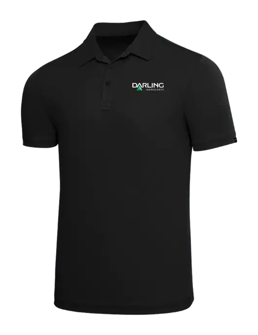 TravisMathew Black Solid Oceanside Polo w/Darling Ingredients Logo
