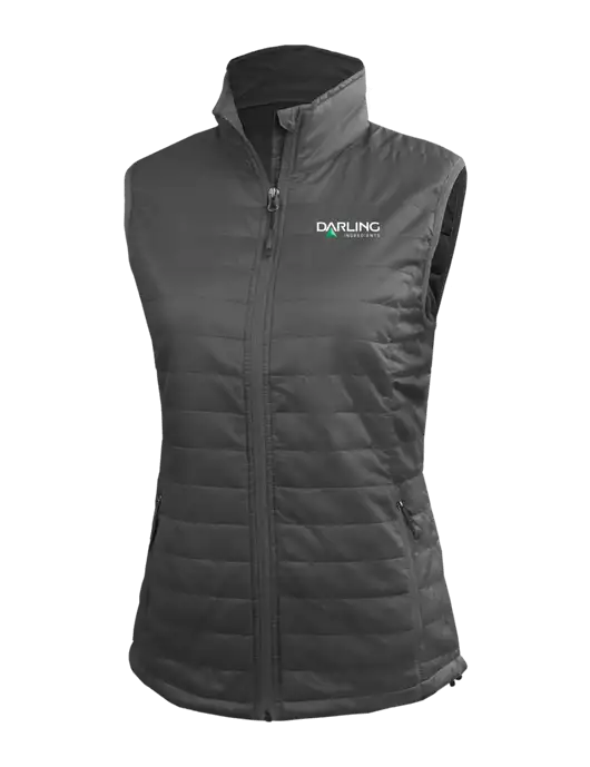 Womens Packable Dark Grey Puffy Vest w/Darling Ingredients Logo