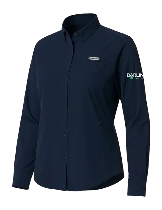 Columbia Navy Womens PFG Tamiami II Long Sleeve Shirt w/Darling Ingredients Logo