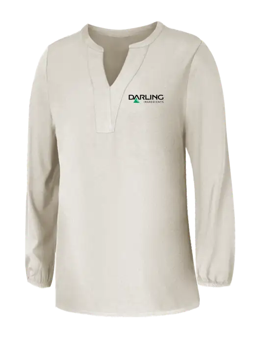 Mercer+Mettle Womens Ivory Stretch Crepe 3/4 Sleeve Blouse w/Darling Ingredients Logo