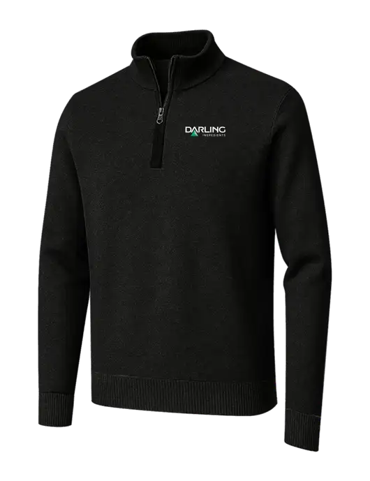 Brooks Brothers Black Washable Merino Birdseye 1/4-Zip Sweater w/Darling Ingredients Logo