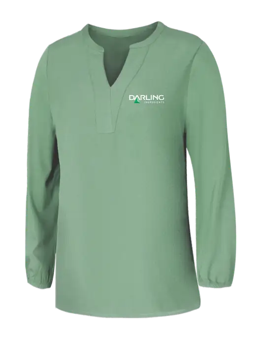 Mercer+Mettle Womens Sage Green Stretch Crepe 3/4 Sleeve Blouse w/Darling Ingredients Logo