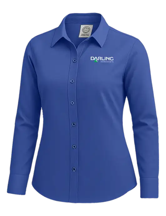 Brooks Brothers Womens Royal Blue Wrinkle-Free Stretch Nailhead Shirt w/Darling Ingredients Logo