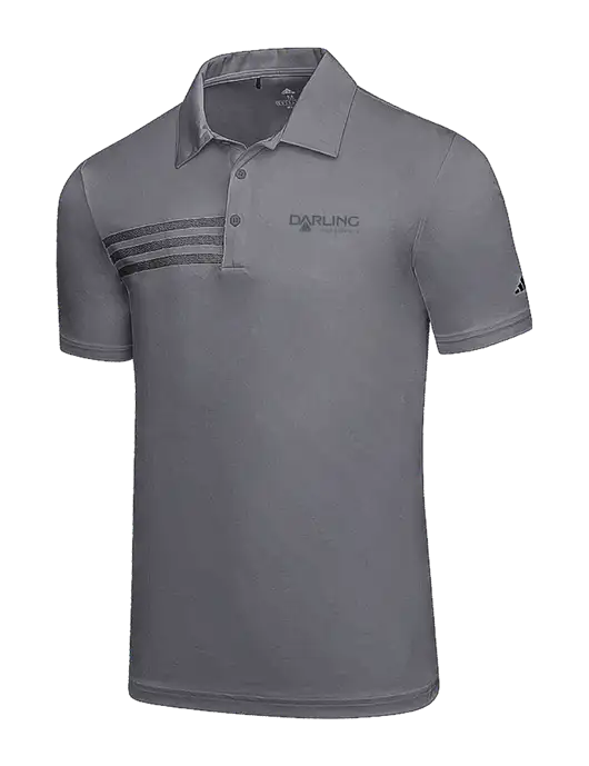 Adidas Medium Grey 3 Stripes Chest Polo w/Darling Ingredients Logo