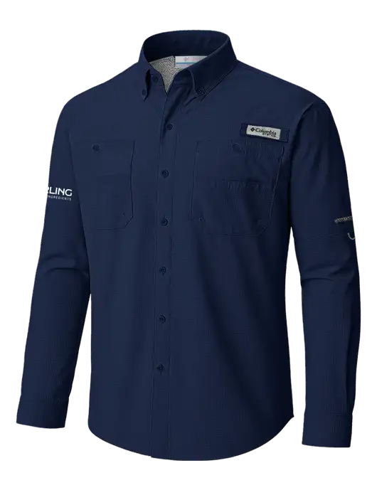 Columbia Navy PFG Tamiami II Long SleeveShirt w/Darling Ingredients Logo
