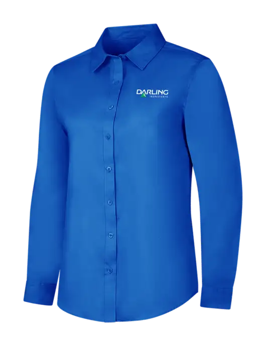 Womens Long Sleeve Royal Blue Superpro React Twill Shirt w/Darling Ingredients Logo