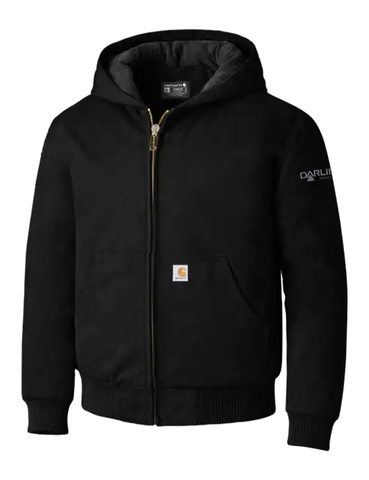 Carhartt Black Quilted-Flannel-Lined Duck Active Jacket w/Darling Ingredients Logo