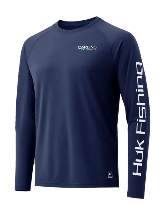 HUK Navy LoPro Pursuit Long Sleeve T-Shirt w/Darling Ingredients Logo