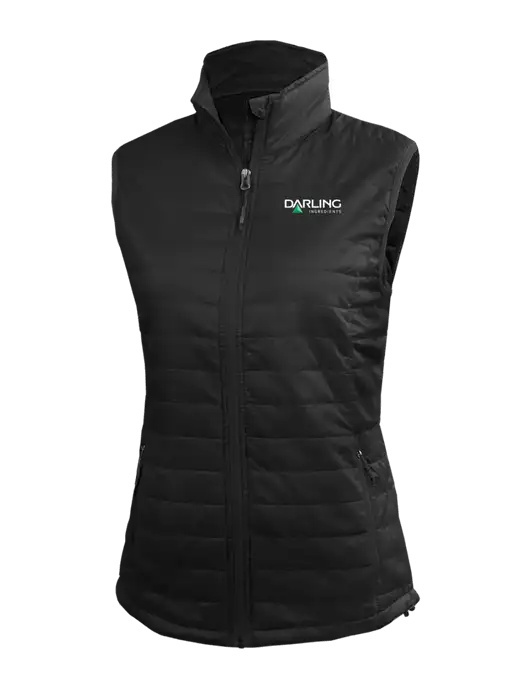 Womens Packable Black Puffy Vest w/Darling Ingredients Logo