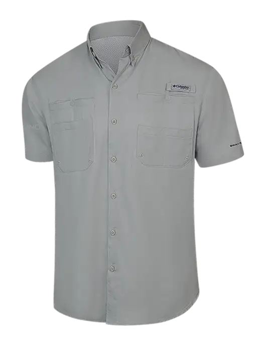 Columbia Light Grey PFG Tamiami II Short Sleeve Shirt w/Darling Ingredients Logo
