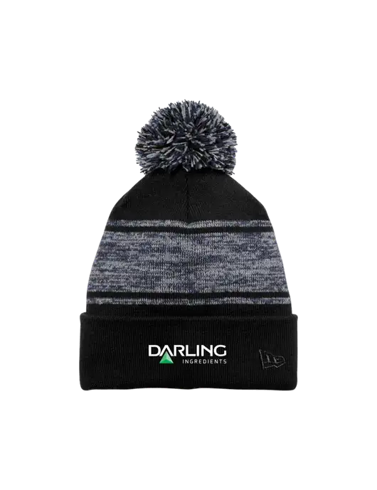 New Era Black/Navy Knit Chilled Pom Beanie w/Darling Ingredients Logo