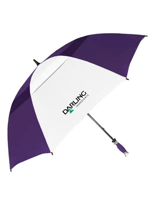 Purple/White Vented Typhoon Tamer Golf Umbrella w/Darling Ingredients Logo