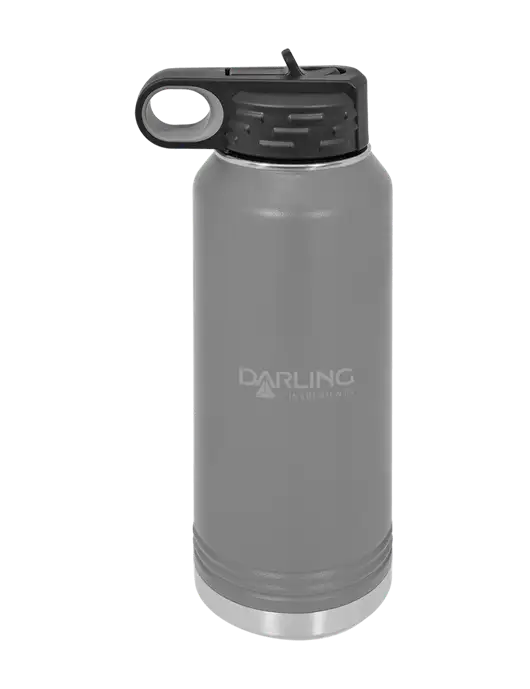 Polar Camel 32 oz Powder Coated Grey Vacuum Insulated Water Bottle w/Darling Ingredients Logo